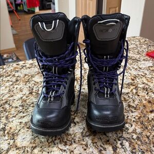 Black and Blue Lace-Up Boots